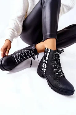 Skórzane Botki Workery Na Suwak Czarne Henri