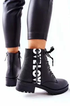 Skórzane Botki Workery Na Suwak Czarne Henri