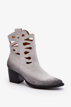 Skórzane Botki Z Wycięciami Maciejka 06412-11 Białe