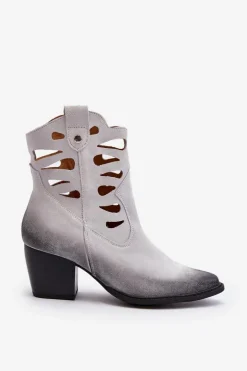 Skórzane Botki Z Wycięciami Maciejka 06412-11 Białe