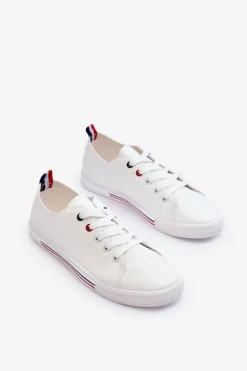 Skórzane Buty Sportowe Damskie Białe Mossaia