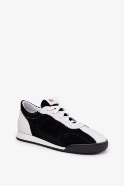 Skórzane Buty Sportowe Damskie Laura Messi 2935 Czarne