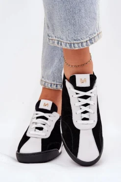 Skórzane Buty Sportowe Damskie Laura Messi 2935 Czarne