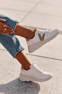 Skórzane Buty Sportowe Damskie Vinceza 7918 Beżowe