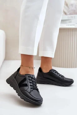 Skórzane Buty Sportowe Damskie Vinceza 7918 Czarne