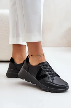 Skórzane Buty Sportowe Damskie Vinceza 7918 Czarne