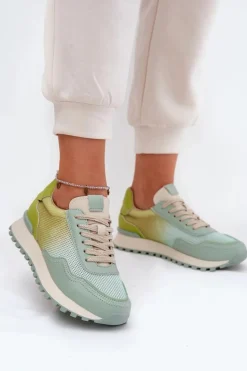 Skórzane Buty Sportowe Z Siateczką Damskie Vinceza 66775 Zielone