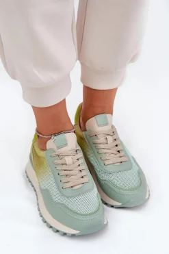 Skórzane Buty Sportowe Z Siateczką Damskie Vinceza 66775 Zielone