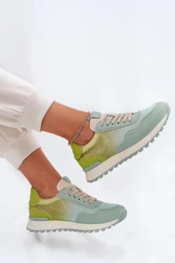 Skórzane Buty Sportowe Z Siateczką Damskie Vinceza 66775 Zielone