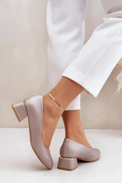 Skórzane Czółenka Lewski 3118 Ciemnobeżowe