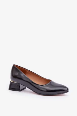 Skórzane Czółenka Lewski 3118 Czarne