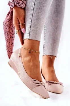 Skórzane Czółenka Na Koturnie Monnari 0590-M04 Jasnoróżowe