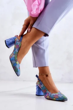 Skórzane Czółenka Na Słupku Maciejka 05427-06 Multikolor