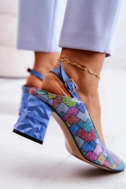 Skórzane Czółenka Na Słupku Maciejka 05427-06 Multikolor