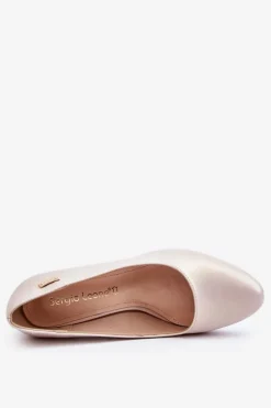 Skórzane Czółenka Na Słupku Sergio Leone PB178 Perła Beżowe