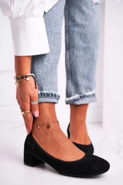 Skórzane Czółenka S.Barski 20-L1 Czarne