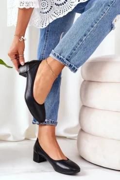 Skórzane Czółenka S.Barski 20-L1 Czarne