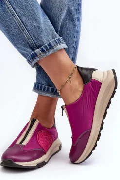 Skórzane Damskie Buty Sportowe Maciejka 06296-15 Fuksja