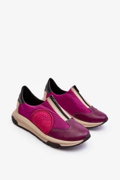 Skórzane Damskie Buty Sportowe Maciejka 06296-15 Fuksja