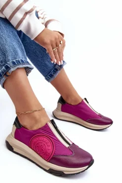 Skórzane Damskie Buty Sportowe Maciejka 06296-15 Fuksja