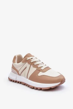 Skórzane Damskie Buty Sportowe Beżowe Kabama
