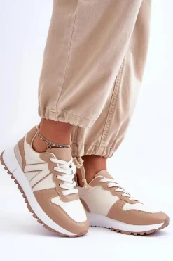 Skórzane Damskie Buty Sportowe Beżowe Kabama