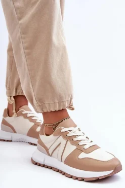 Skórzane Damskie Buty Sportowe Beżowe Kabama