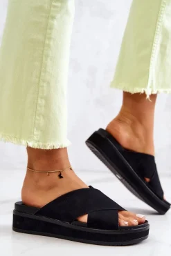 Skórzane Damskie Klapki Big Star JJ274721 Czarne