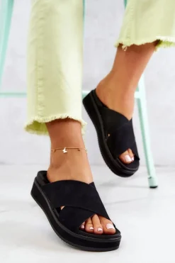 Skórzane Damskie Klapki Big Star JJ274721 Czarne