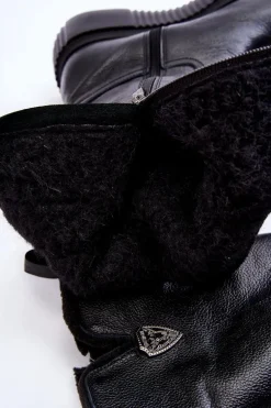 Skórzane Damskie Kozaki Z Wełną Zazoo 70121 Czarne