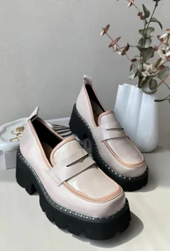 Skórzane Damskie Mokasyny D&A MR870-32 Beżowe