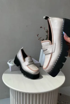 Skórzane Damskie Mokasyny D&A MR870-32 Beżowe