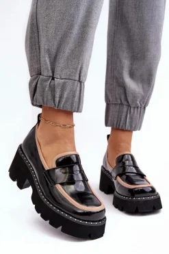 Skórzane Damskie Mokasyny D&A MR870-32 Czarne