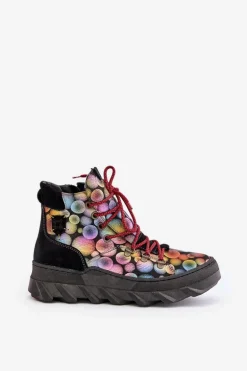 Skórzane Damskie Ocieplane Botki Maciejka 06146-39 Multikolor