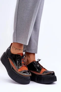 Skórzane Damskie Półbuty Maciejka 50740-18 Czarne