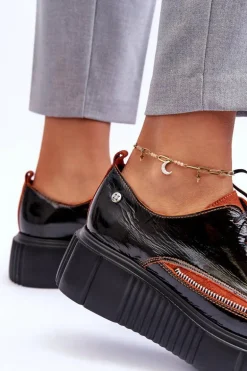 Skórzane Damskie Półbuty Maciejka 50740-18 Czarne