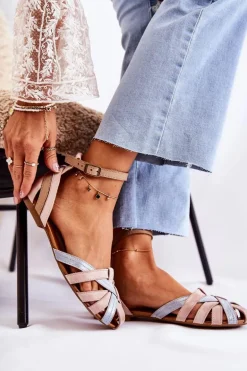 Skórzane Damskie Sandały Maciejka 01924-15 Różowe