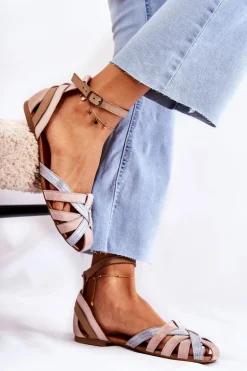 Skórzane Damskie Sandały Maciejka 01924-15 Różowe