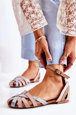 Skórzane Damskie Sandały Maciejka 01924-15 Różowe