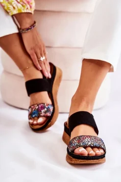 Skórzane Damskie Sandały Maciejka 04142-20 Czarne