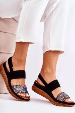 Skórzane Damskie Sandały Maciejka 04142-20 Czarne