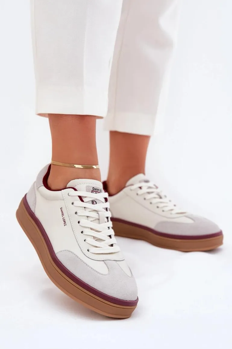 Skórzane Damskie Sneakersy Daniel Lopez Just Dare SS2D4008 Biało-Szare