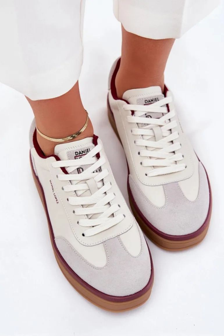 Skórzane Damskie Sneakersy Daniel Lopez Just Dare SS2D4008 Biało-Szare