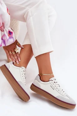 Skórzane Damskie Sneakersy Daniel Lopez Just Dare SS2D4008 Biało-Szare