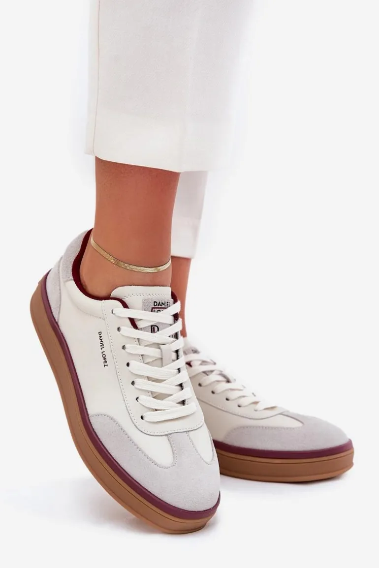 Skórzane Damskie Sneakersy Daniel Lopez Just Dare SS2D4008 Biało-Szare