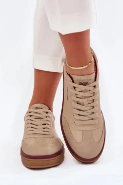 Skórzane Damskie Sneakersy Daniel Lopez Just Dare SS2D4007 Beżowe