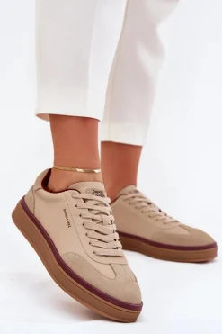 Skórzane Damskie Sneakersy Daniel Lopez Just Dare SS2D4007 Beżowe