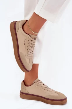 Skórzane Damskie Sneakersy Daniel Lopez Just Dare SS2D4007 Beżowe