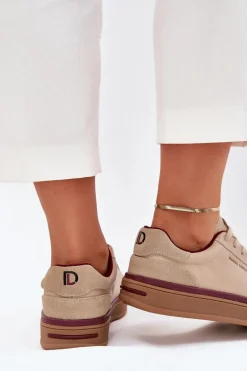 Skórzane Damskie Sneakersy Daniel Lopez Just Dare SS2D4007 Beżowe