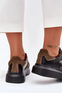 Skórzane Damskie Sneakersy Na Platformie Daniel Lopez Just Dare SS2D4001 Czarne